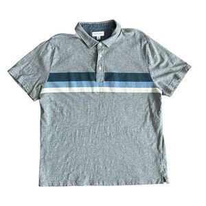 Free Assembly Gray Striped Polo Shirt XL